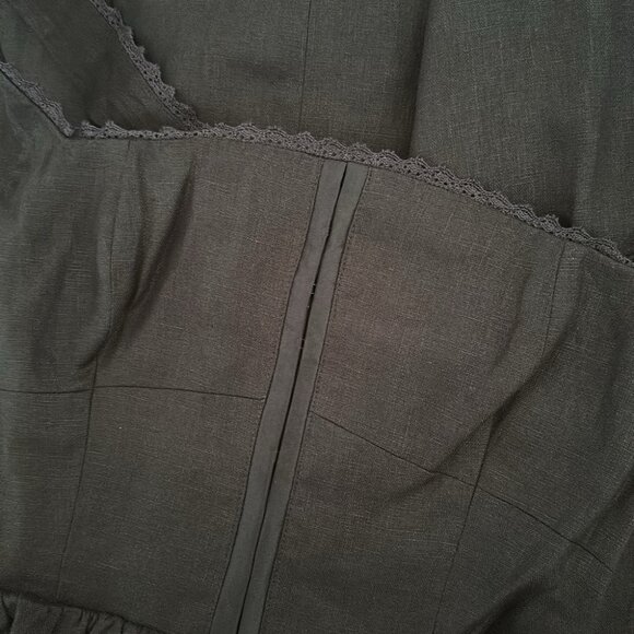 NEW Reformation Tagliatelle  Linen Black Midi Dress Lace Detail | size 4 - Picture 14 of 14